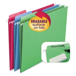 Smead Erasable Folders, Letter Size, 1/3-Cut Tabs, Assorted Colors, 18/Box