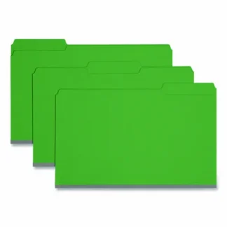 Smead Expanding Recycled Heavy Pressboard Folders, 1/3-Cut Tabs: Assorted, Legal Size, 1" Expansion, Green, 25/Box
