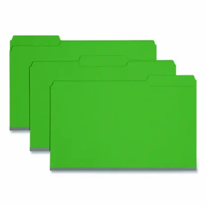 Smead Expanding Recycled Heavy Pressboard Folders, 1/3-Cut Tabs: Assorted, Legal Size, 1" Expansion, Green, 25/Box
