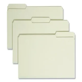 Smead Expanding Recycled Heavy Pressboard Folders, 1/3-Cut Tabs: Assorted, Letter Size, 1" Expansion, Gray-Green, 25/Box