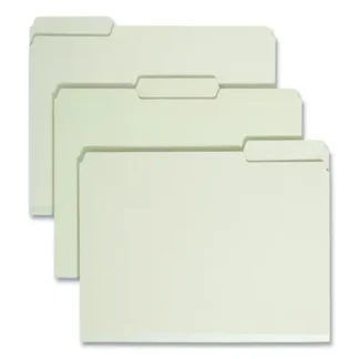 Smead Expanding Recycled Heavy Pressboard Folders, 1/3-Cut Tabs, Assorted, Letter Size, 2" Expansion, Gray-Green, 25/Box