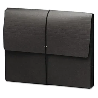 Smead Extra-Wide Expanding Wallets with Elastic Cord, Letter Size, Black, 5.25" Expansion, 10/Box