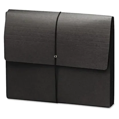 Smead Extra-Wide Expanding Wallets with Elastic Cord, Letter Size, Black, 5.25" Expansion, 10/Box