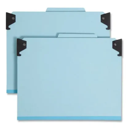 Smead FasTab Hanging Pressboard Classification Folders, 1 Divider, Letter Size, Blue