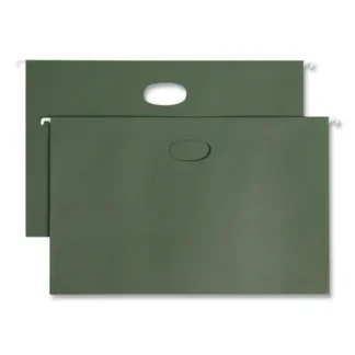 Smead Hanging Pockets with Full-Height Gusset, 1 Section, Legal Size, Standard Green, 10/Box