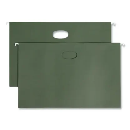 Smead Hanging Pockets with Full-Height Gusset, 1 Section, Legal Size, Standard Green, 10/Box