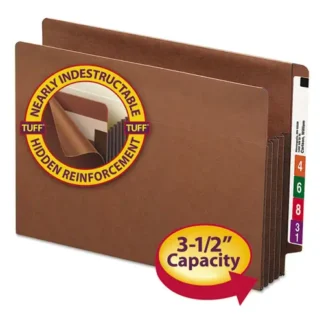 Smead Heavy-Duty Redrope End Tab TUFF Pockets, 3.5" Expansion, Letter Size, Redrope, 10/Box