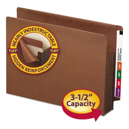 Smead Heavy-Duty Redrope End Tab TUFF Pockets, 3.5" Expansion, Letter Size, Redrope, 10/Box