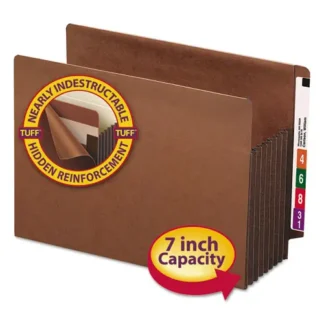 Smead Heavy-Duty Redrope End Tab TUFF Pockets, Letter Size, 7" Expansion, Redrope, 5/Box