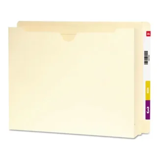 Smead Heavyweight End Tab File Jacket, 2" Expansion, Straight Tab, Letter Size, Manila, 25/Box