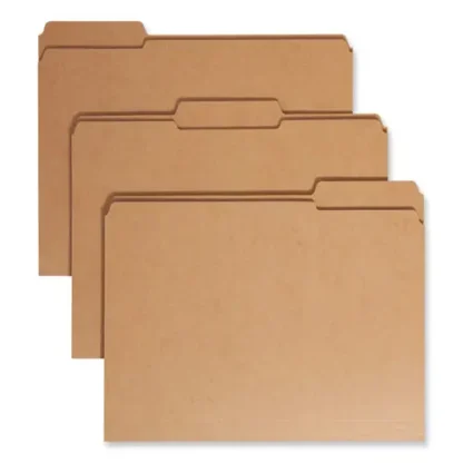 Smead Heavyweight Kraft File Folder, 1/3-Cut Tabs, Assorted Positions, Letter Size, Brown, 100/Box