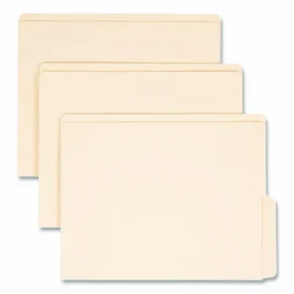 Smead Heavyweight Manila End Tab Folders, 1/2-Cut Bottom Tabs, Letter Size, 0.75" Expansion, 100/Box
