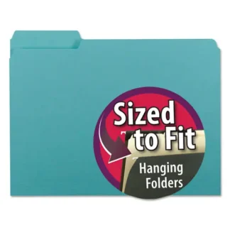 Smead Interior File Folders, 1/3-Cut Tabs, Letter Size, 0.75" Expansion, Aqua, 100/Box