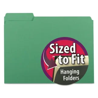 Smead Interior File Folders, 1/3-Cut Tabs, Assorted Positions, Letter Size, 0.75" Expansion, Green, 100/Box