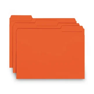 Smead Interior File Folders, 1/3-Cut Tabs, Assorted Positions, Letter Size, 0.75" Expansion, Orange, 100/Box