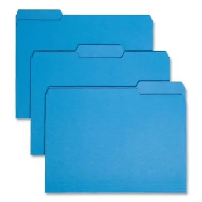 Smead Interior File Folders, 1/3-Cut Tabs, Assorted, Letter Size, Sky Blue, 100/Box