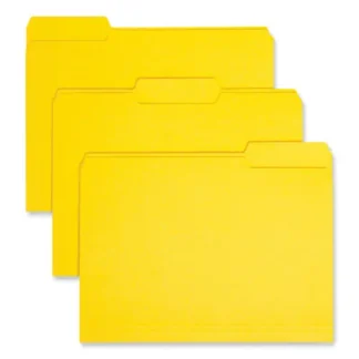 Smead Interior File Folders, 1/3-Cut Tabs, Assorted, Letter Size, 0.75" Expansion, Yellow, 100/Box