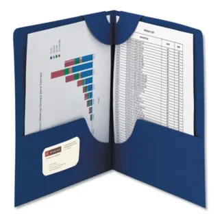Smead Lockit Two-Pocket Folder, Dark Blue, 25/Box