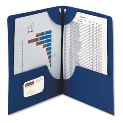 Smead Lockit Two-Pocket Folder, Dark Blue, 25/Box