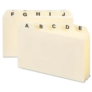 Smead Manila Card Guides, 1/5-Cut Top Tab, A to Z, 4 x 6, Manila, 25/Set
