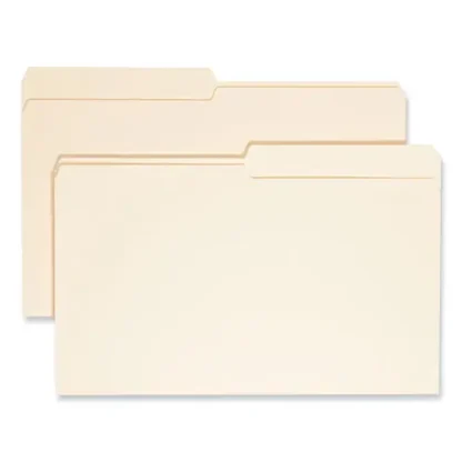 Smead Manila File Folders, 1/2-Cut Tabs: Assorted, Legal Size, 0.75" Expansion, Manila, 100/Box
