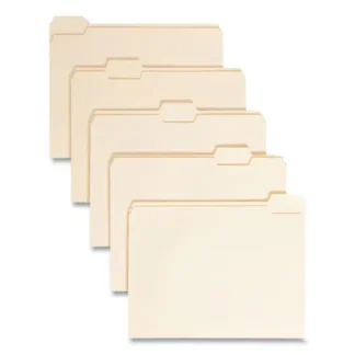 Smead Manila File Folders, 1/5-Cut Tabs: Assorted, Letter Size, 0.75" Expansion, Manila, 100/Box