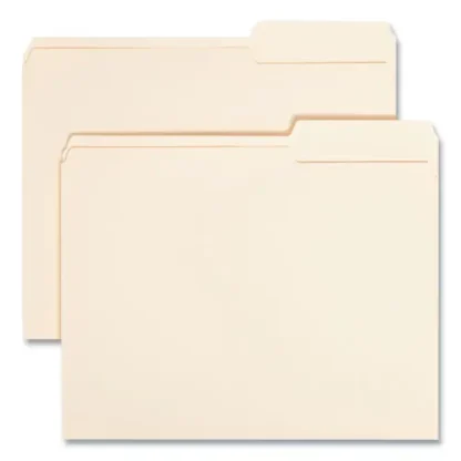 Smead Manila Guide Height Systems File Folders, 2/5-Cut Tabs: Right of Center, Letter Size, 0.75" Expansion, Manila, 100/Box
