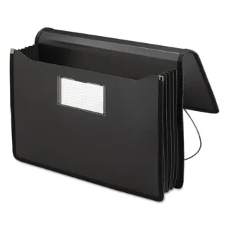 Smead Poly Premium Wallets, 5.25" Expansion, 1 Section, Elastic Cord Closure, Legal Size, Black