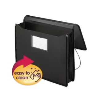Smead Poly Premium Wallet, Letter Size, 5.25" Expansion, Elastic Cord Closure, Black