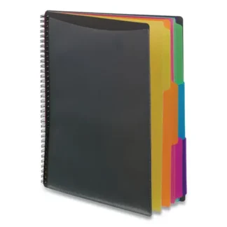 Smead Poly Project Organizer, 12 Letter-Size Sleeves, Gray with Bright Pockets