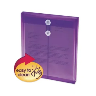Smead Poly String and Button Interoffice Envelopes, Open-End, Vertical, 9.75 x 11.63 Inches, Transparent Purple, 5/Pack