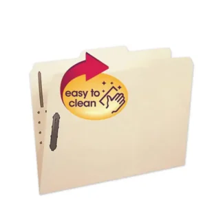 Smead Poly Top Tab Fastener Folders, 0.75" Expansion, 2 Fasteners, Letter Size, Manila Exterior, 24/Box