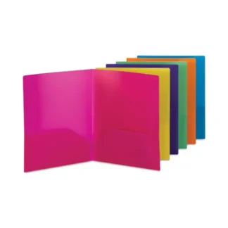 Smead Poly Two-Pocket Folders, Assorted Colors, 6 Pack, 100-Sheet Capacity, Letter Size (11 x 8.5)