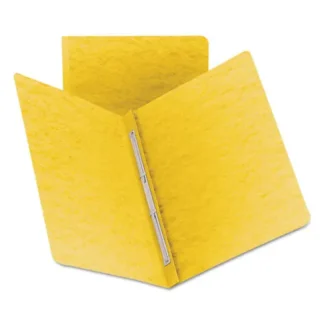 Smead Prong Fastener Premium Pressboard Report Cover, Two-Piece Prong Fastener, 3" Capacity, 8.5 x 11, Yellow/Yellow
