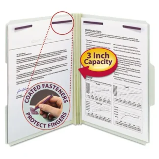 Smead Recycled Pressboard Fastener Folders, 1/3-Cut Tabs, Letter Size, Gray-Green, 25/Box