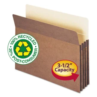 Smead Recycled Top Tab File Pockets, 3.5" Expansion, Letter Size, Redrope, 25/Box
