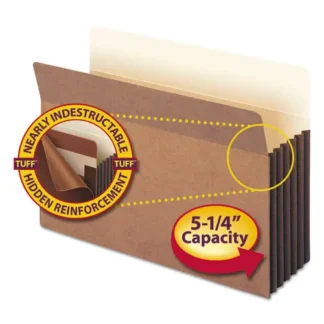 Smead Redrope TUFF Pocket Drop-Front File Pockets with Fully Lined Gussets, Legal Size, 5.25" Expansion, Redrope, 10/Box