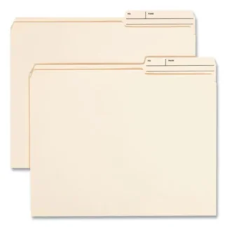 Smead Reinforced Guide Height File Folders, 2/5-Cut Printed Tabs, Right Position, Letter Size, Manila, 100/Box