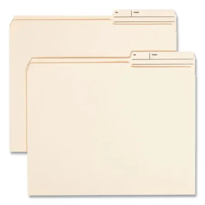 Smead Reinforced Guide Height File Folders, 2/5-Cut Printed Tabs, Right Position, Letter Size, Manila, 100/Box