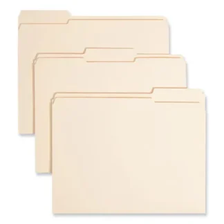 Smead Reinforced Tab Manila File Folders, 1/3-Cut Tabs, Assorted, Letter Size, 100/Box