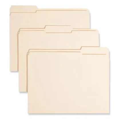 Smead Reinforced Tab Manila File Folders, 1/3-Cut Tabs, Assorted, Letter Size, 100/Box