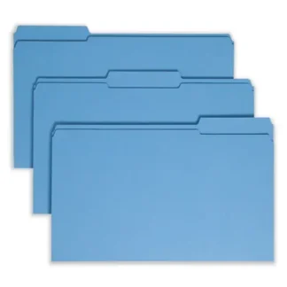Smead Reinforced Top Tab Colored File Folders, Legal Size, 1/3-Cut Tabs, Blue, 100/Box