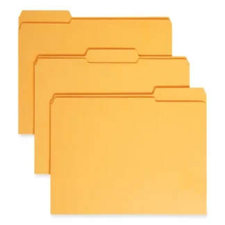 Smead Reinforced Top Tab Colored File Folders, 1/3-Cut Tabs, Assorted Positions, Letter Size, 0.75" Expansion, Goldenrod, 100/Box