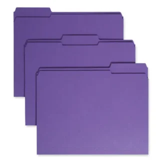 Smead Reinforced Top Tab Colored File Folders, 1/3-Cut Tabs, Letter Size, Purple, 100/Box
