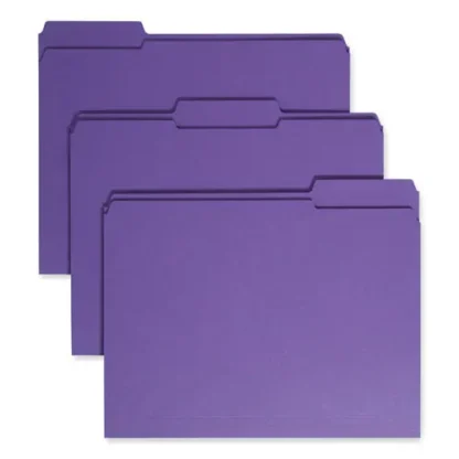 Smead Reinforced Top Tab Colored File Folders, 1/3-Cut Tabs, Letter Size, Purple, 100/Box