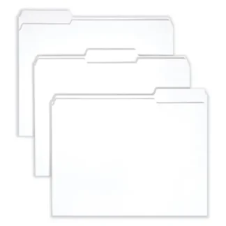 Smead Reinforced Top Tab Colored File Folders, 1/3-Cut Tabs, Letter Size, White, 100/Box
