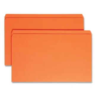 Smead Reinforced Top Tab Colored File Folders, Straight Tabs, Legal Size, 0.75" Expansion, Orange, 100/Box