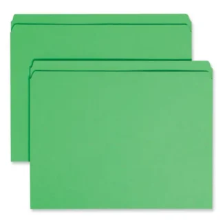 Smead Reinforced Top Tab Colored File Folders, Straight Tabs, Letter Size, 0.75" Expansion, Green, 100/Box