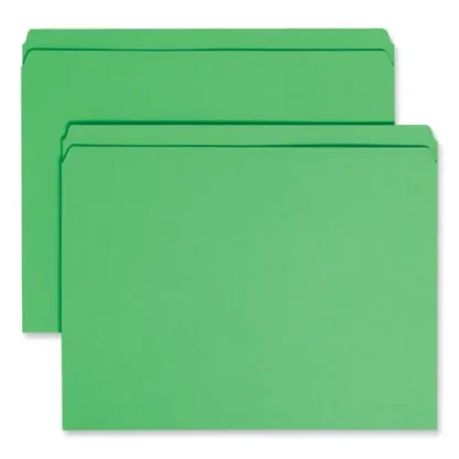 Smead Reinforced Top Tab Colored File Folders, Straight Tabs, Letter Size, 0.75" Expansion, Green, 100/Box