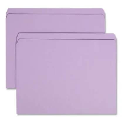 Smead Reinforced Top Tab Colored File Folders, Straight Tabs, Letter Size, Lavender, 100/Box